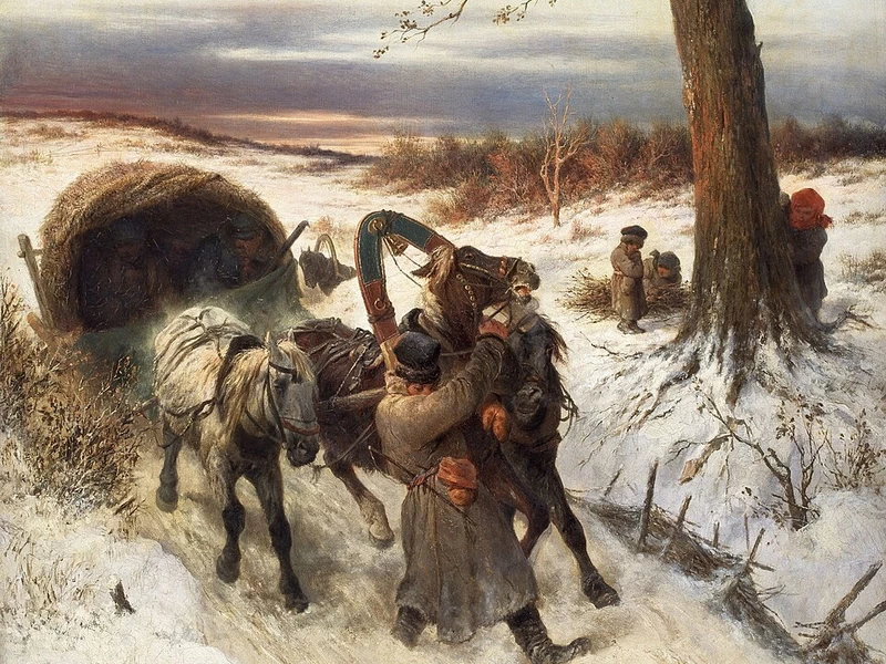 1817-Nikolai Yegorovich Sverchkov - Paesaggio invernale con slitta trainata da cavalli - Museo delle Belle Arti di Gand